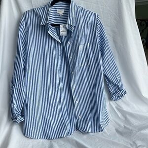 Brand New Blue and White Striped Button Up. Size Medium. NWT. Never Worn